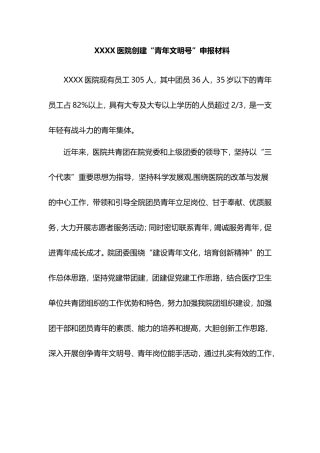医院青年文明号申报材料