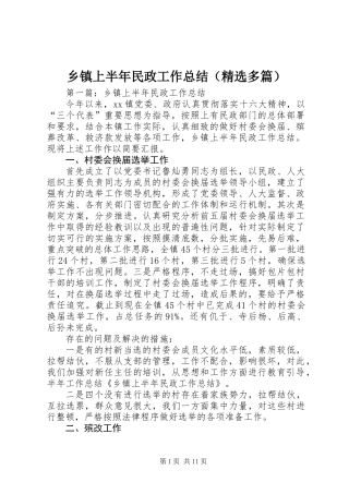 乡镇上半年民政工作总结(精选多篇)