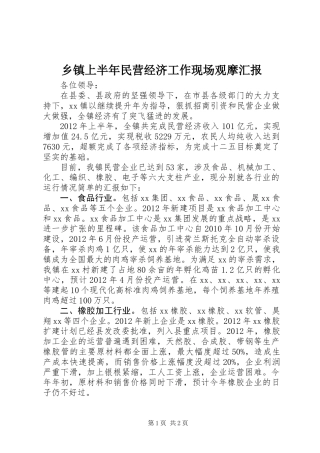 乡镇上半年民营经济工作现场观摩汇报