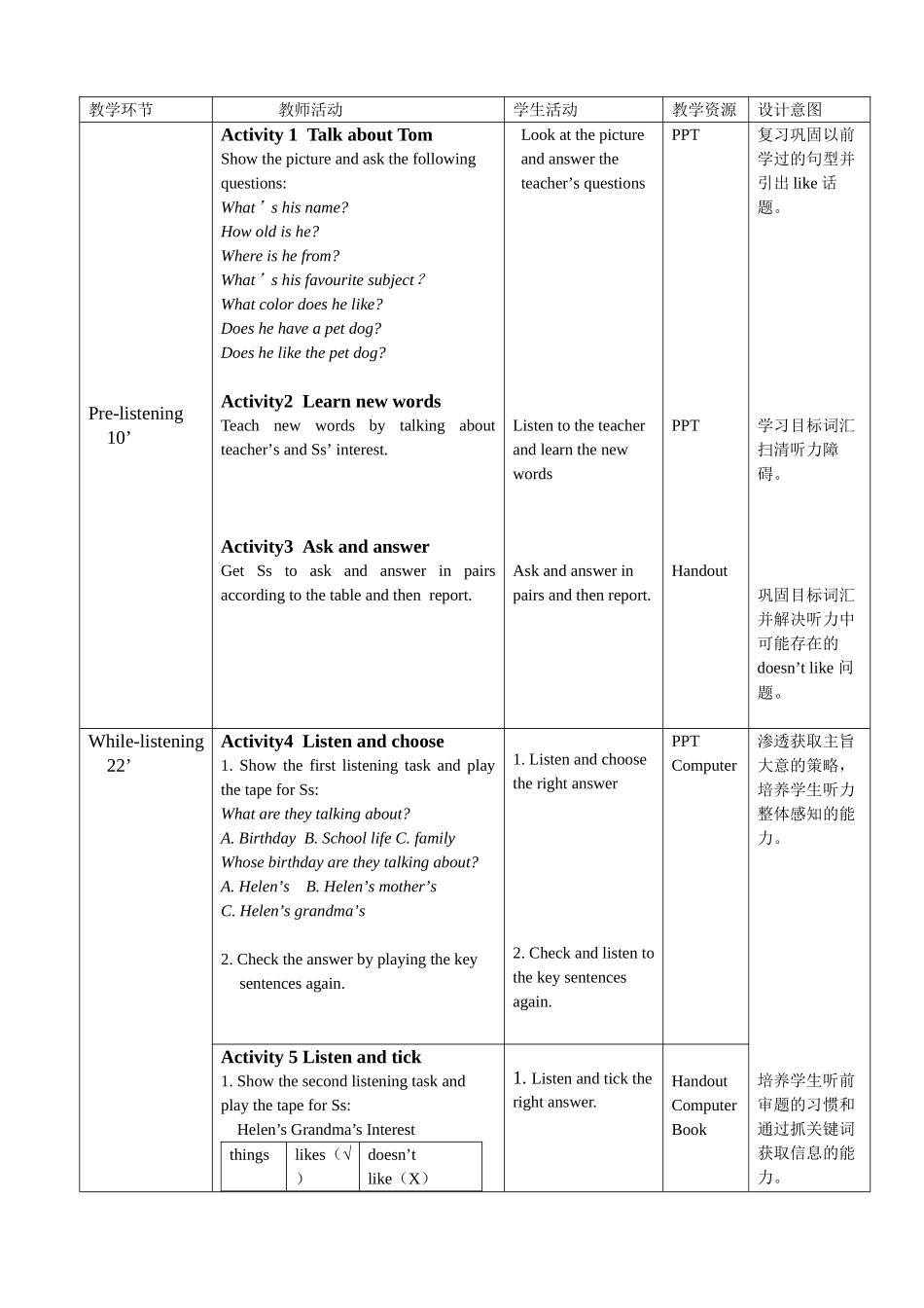 京版教材Unit1Lesson3王春兰教学设计2_第3页