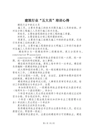 建筑行业“五大员”培训心得 