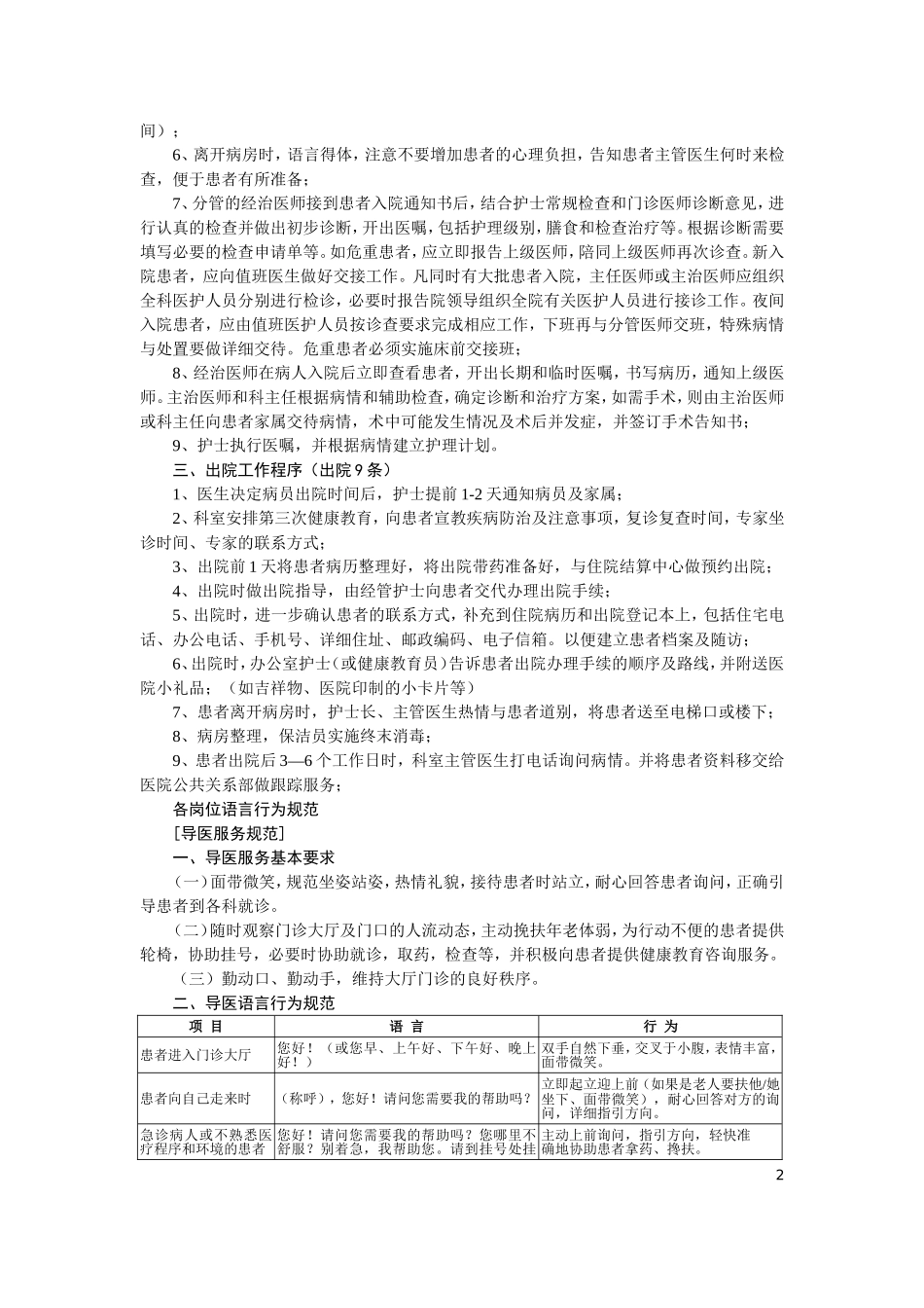 医院诊疗及语言行为规范_第2页