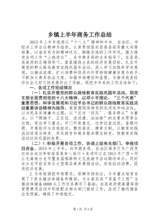 乡镇上半年商务工作总结