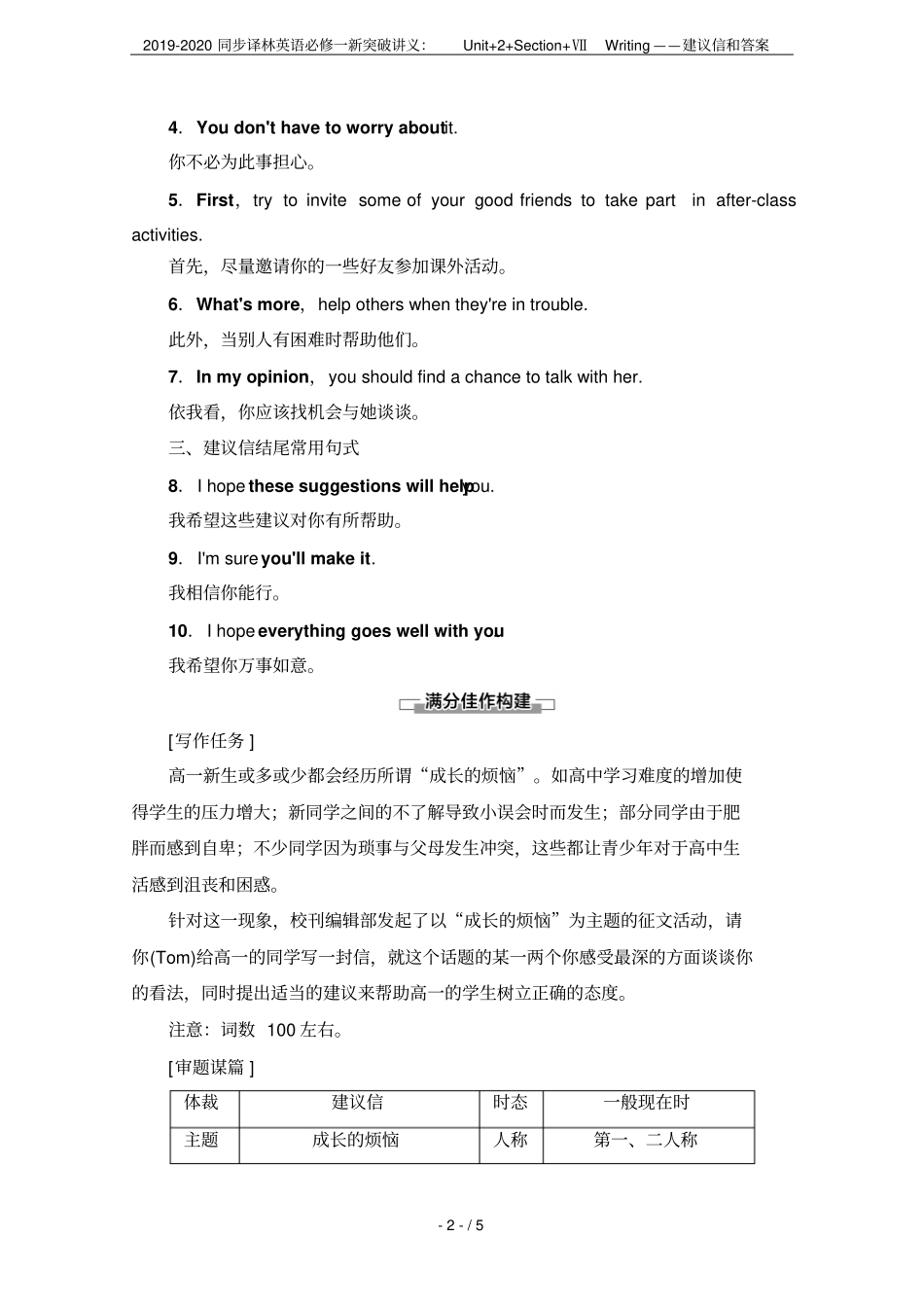2019-2020同步译林英语必修一新突破讲义：Unit+2+Section+ⅦWriting——_第2页
