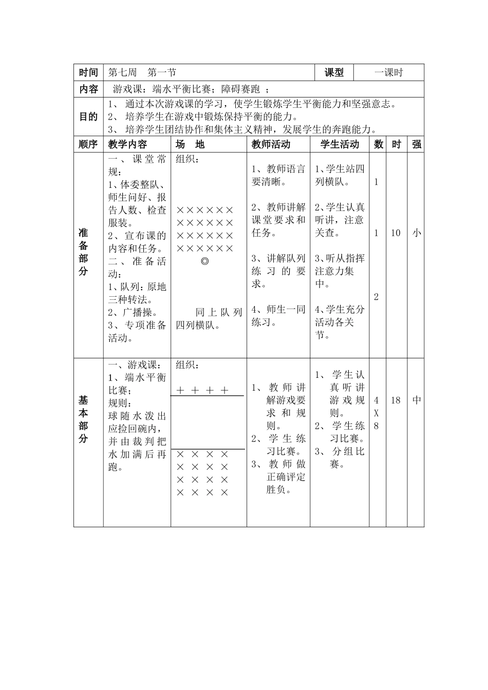 游戏课：端水平衡比赛；障碍赛跑；_第1页