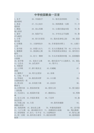 中学校园歌曲一百首