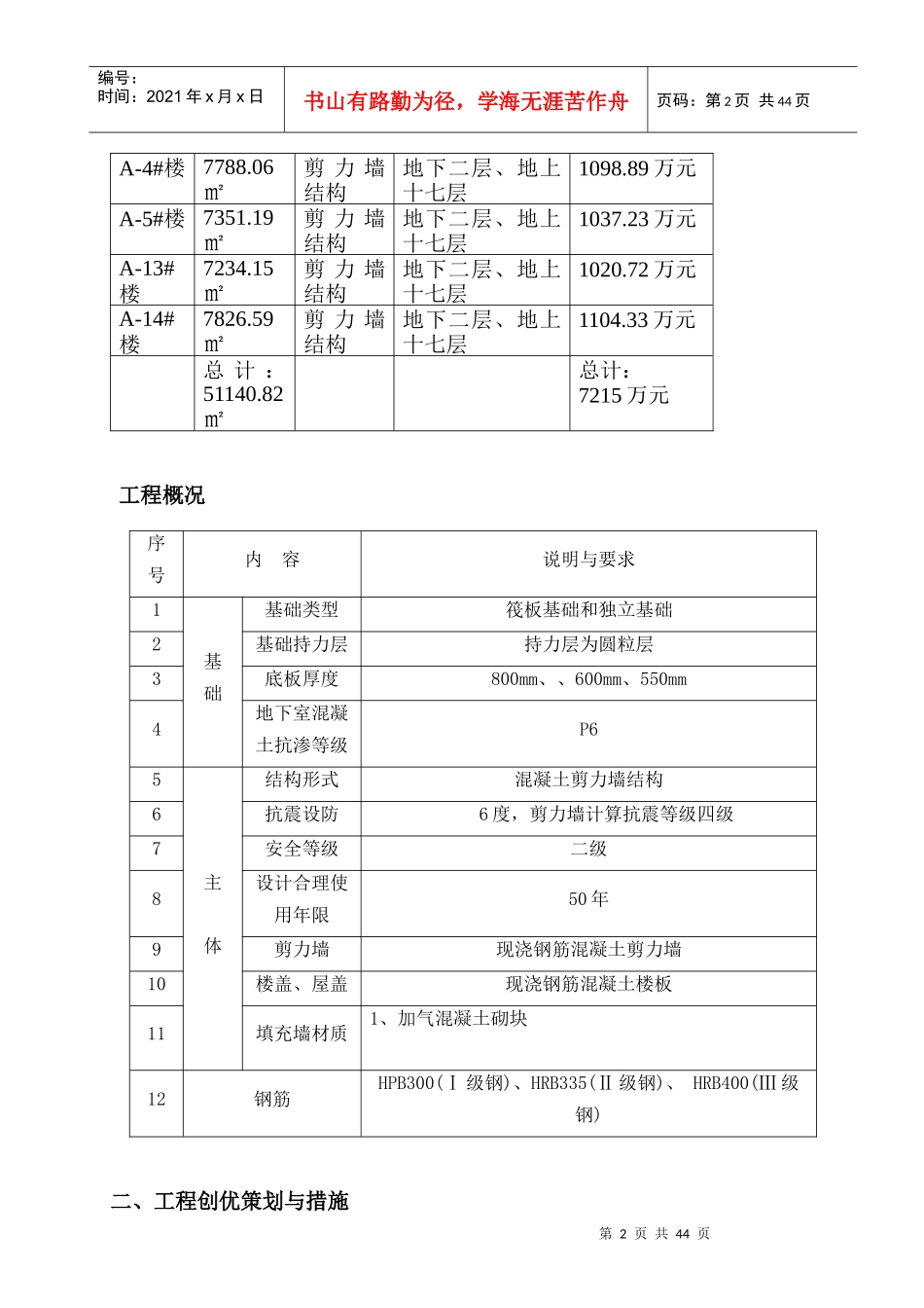 建筑工程高层住宅创建优质结构工程施工方案_第3页