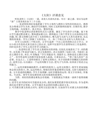 太阳评课意见