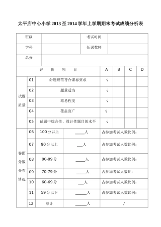 期末考试成绩分析表 (2)