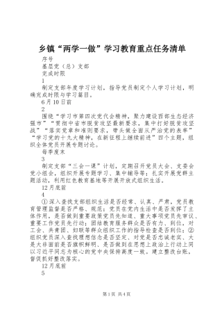 乡镇“两学一做”学习教育重点任务清单