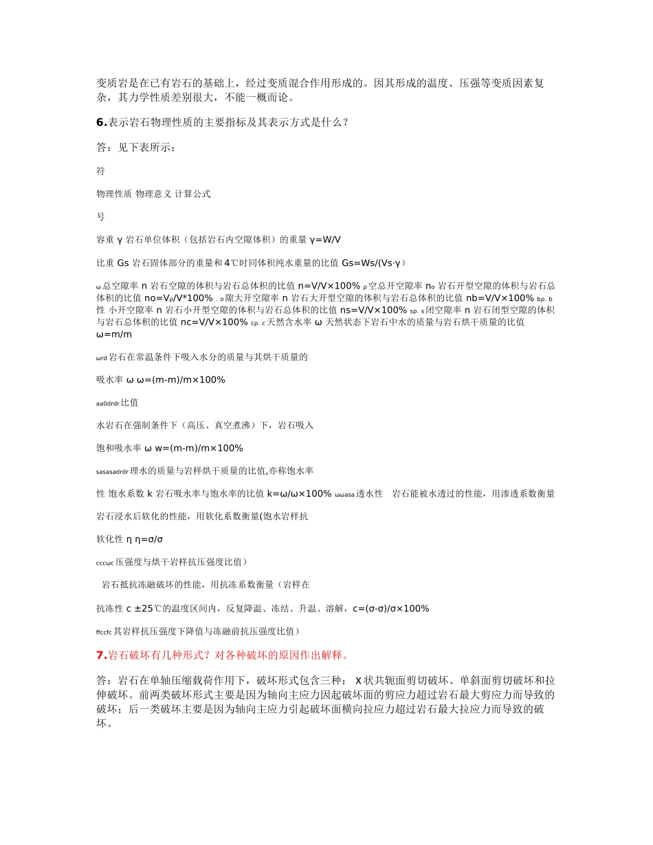 岩石力学与工程课后习题与思考解答_第2页