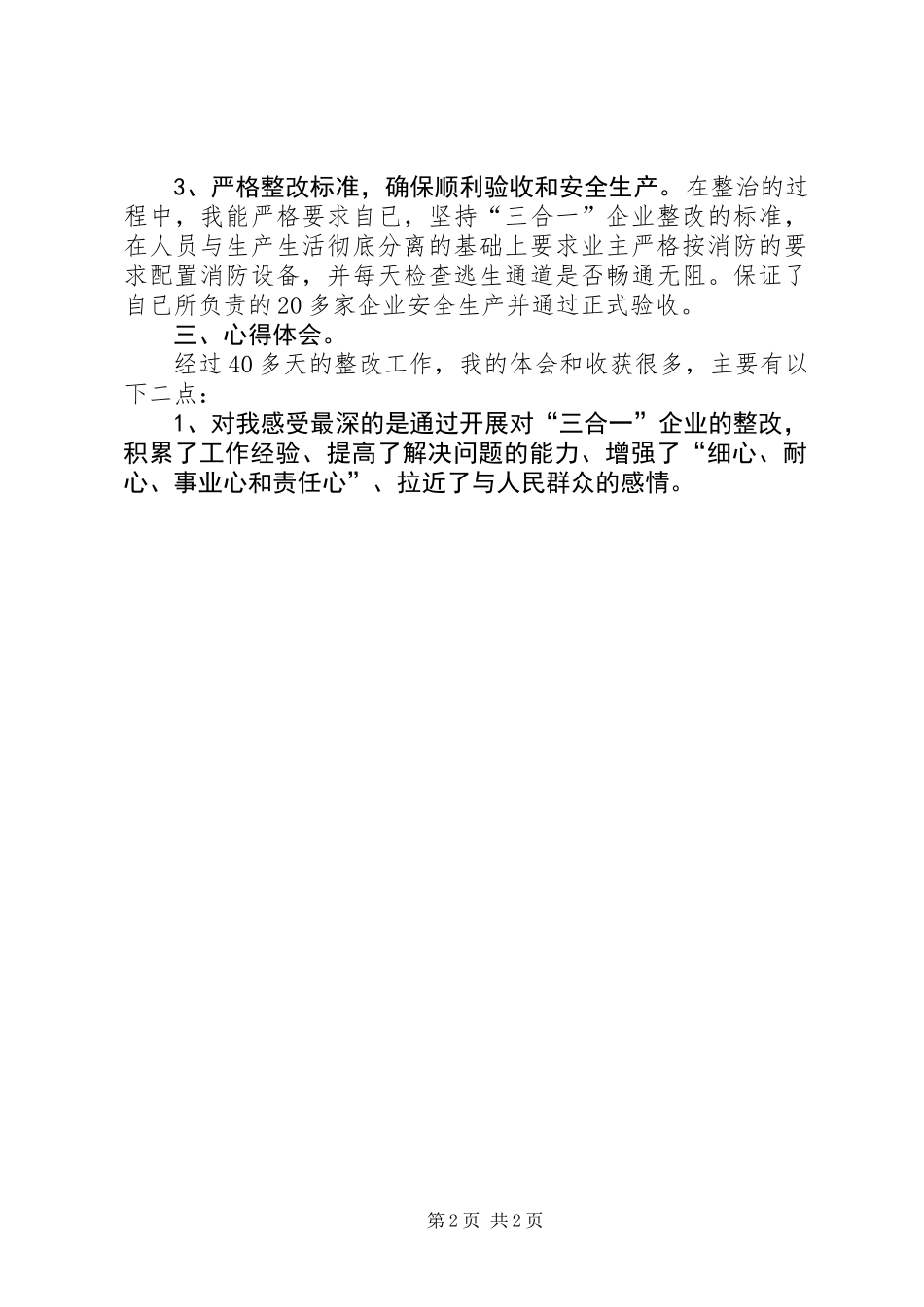 乡镇“三合一”企业专项整治工作个人小结_第2页