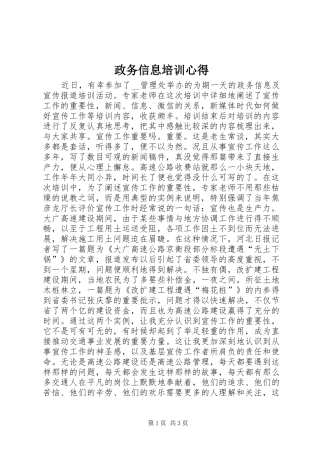 政务信息培训心得 