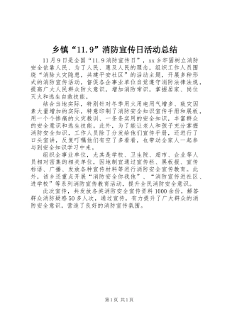 乡镇“11.9”消防宣传日活动总结