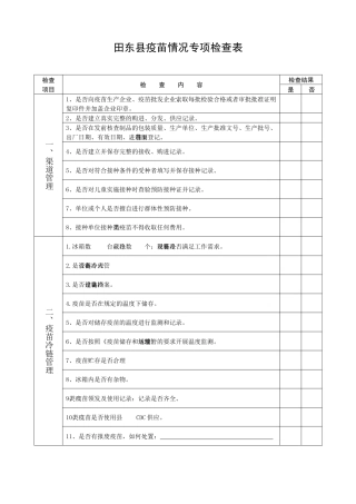 医院疫苗情况专项检查表