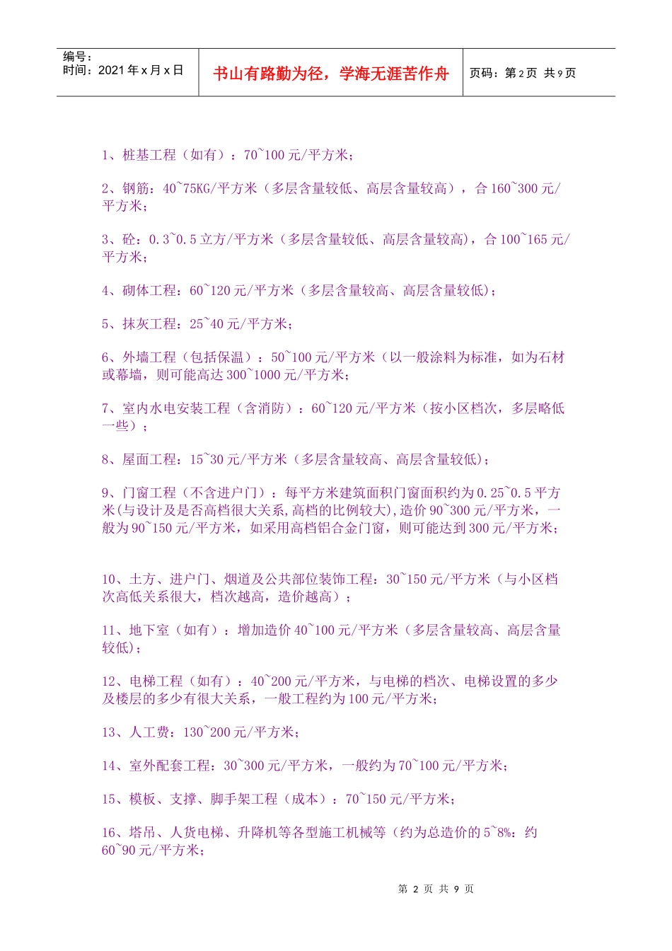 房屋建筑造价指标_第2页