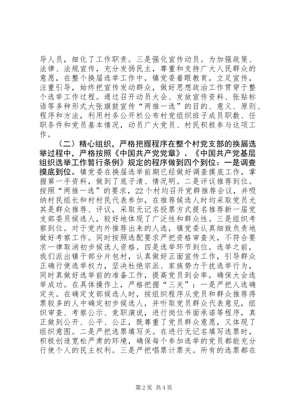 乡镇XX年村党支部换届选举工作总结_第2页