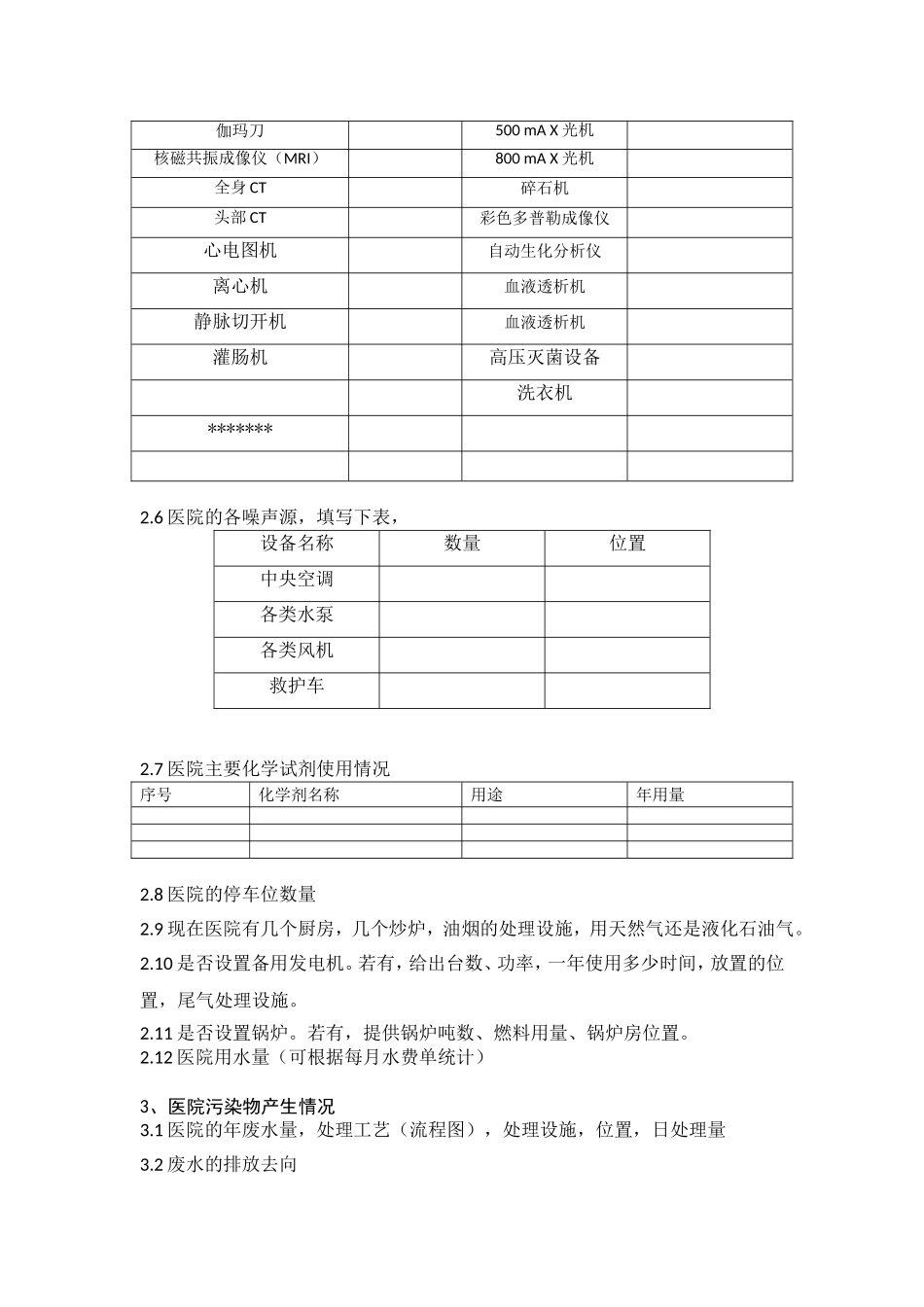 医院环评资料收集清单_第2页