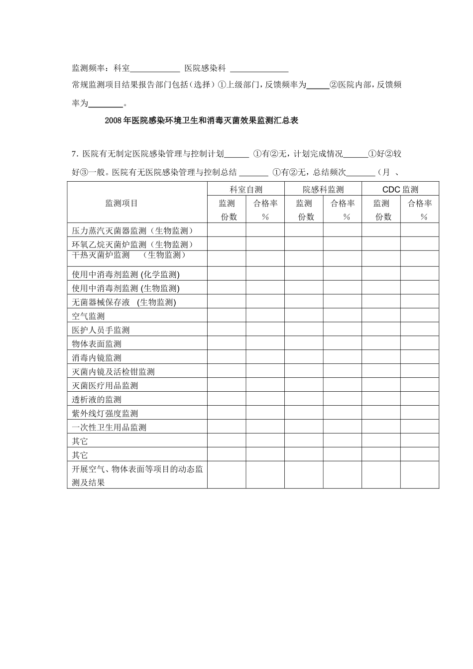 医院消毒质量和感染控制调查表_第2页