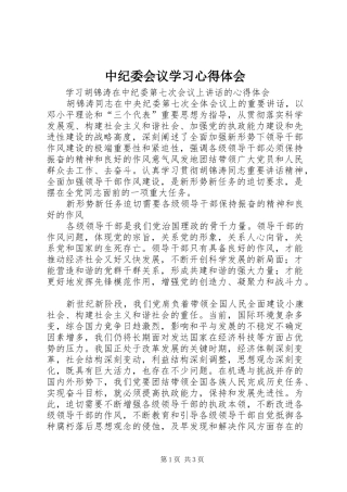中纪委会议学习心得体会 