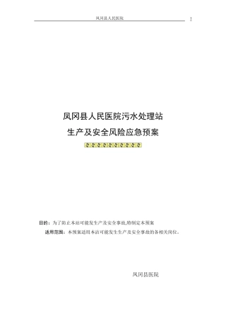 医院污水处理站风险应急预案