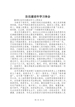 队伍建设年学习体会 