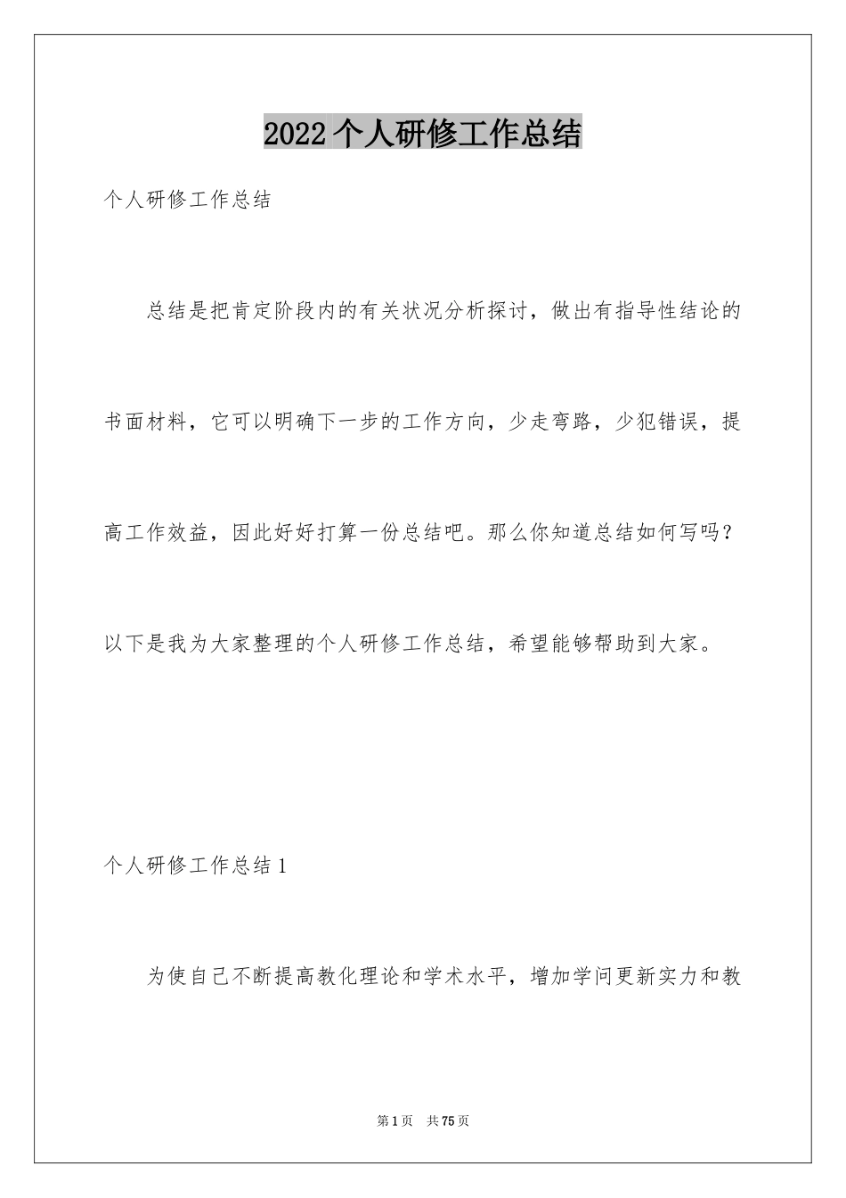 2024个人研修工作总结_第1页