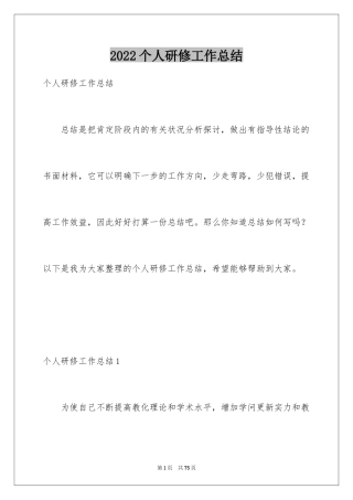 2024个人研修工作总结