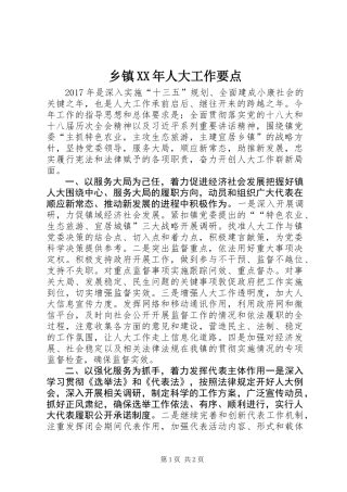 乡镇XX年人大工作要点