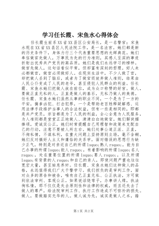 学习任长霞、宋鱼水心得体会 