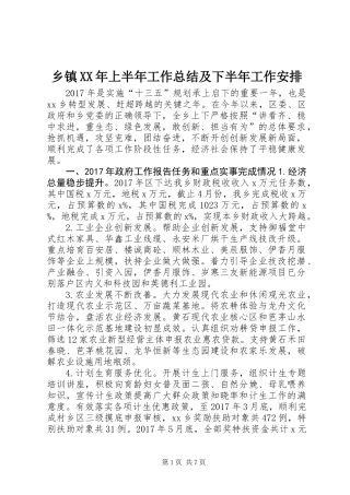 乡镇XX年上半年工作总结及下半年工作安排 (2)