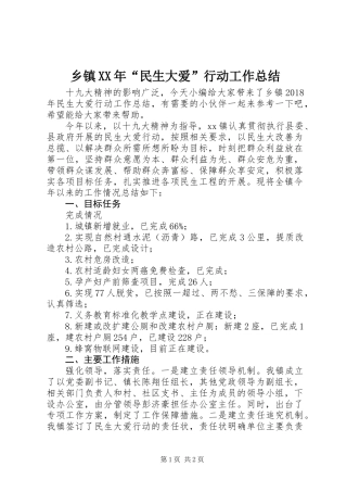 乡镇XX年“民生大爱”行动工作总结