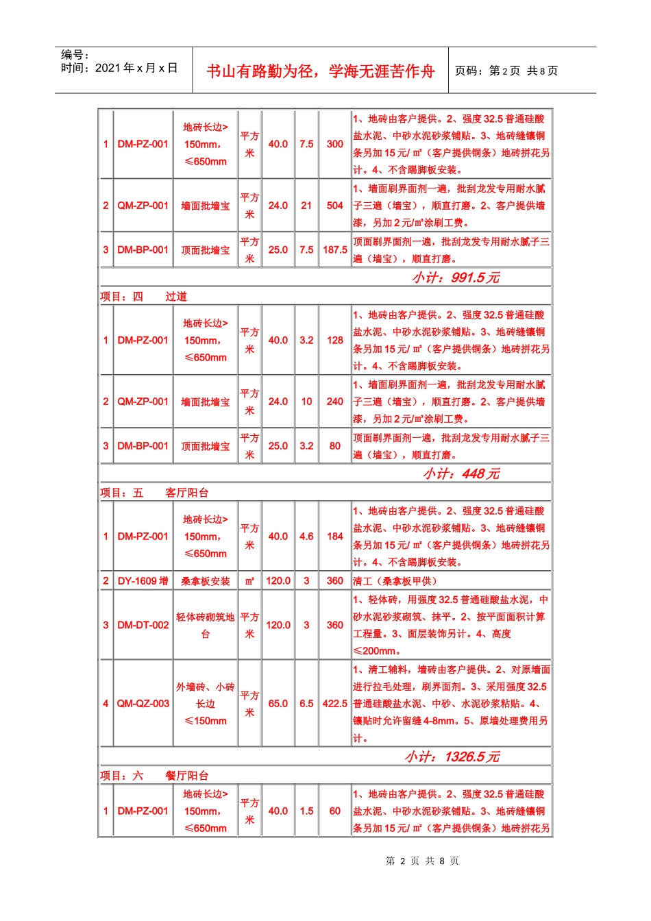 装修报价清单_第2页