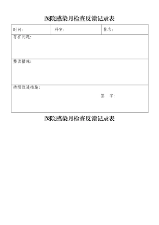 医院感染月检查反馈