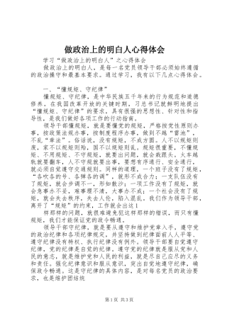 做政治上的明白人心得体会 
