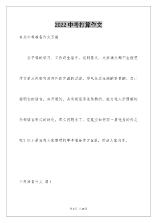 2024中考打算作文