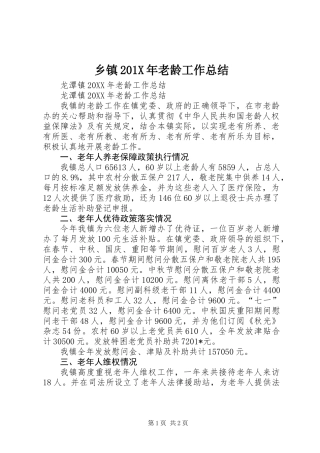 乡镇201X年老龄工作总结