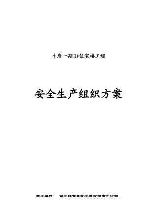 某住宅楼工程安全生产组织方案