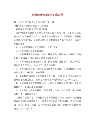 乡财政所2024年工作总结 