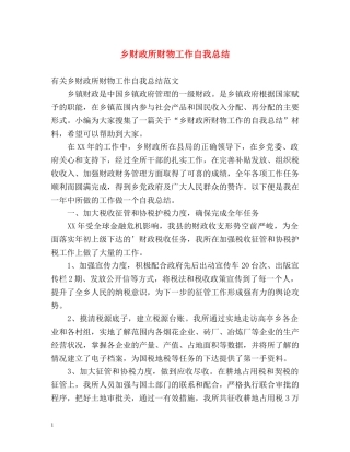 乡财政所财物工作自我总结 