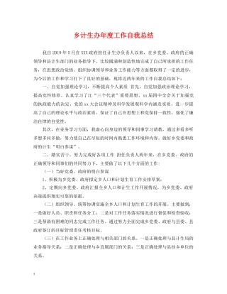 乡计生办年度工作自我总结 