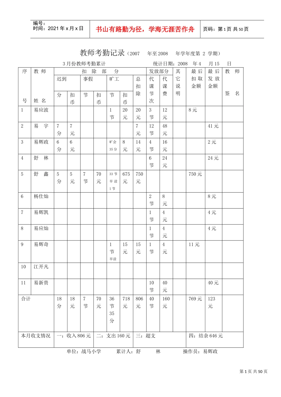 教师考勤记录_第1页