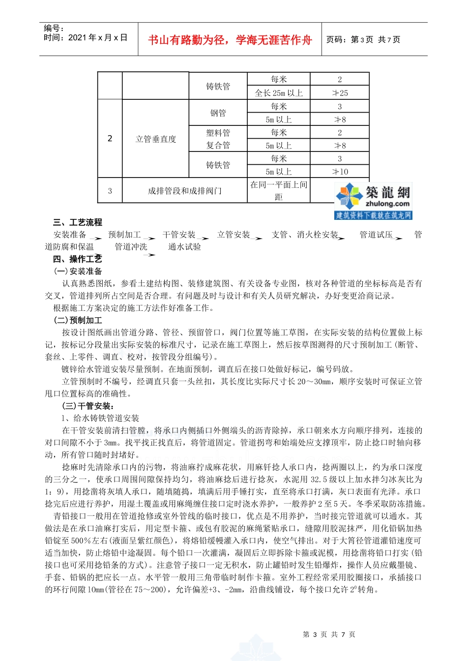 室内给水管道安装工程_secret_第3页