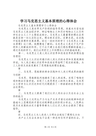 学习马克思主义基本原理的心得体会 