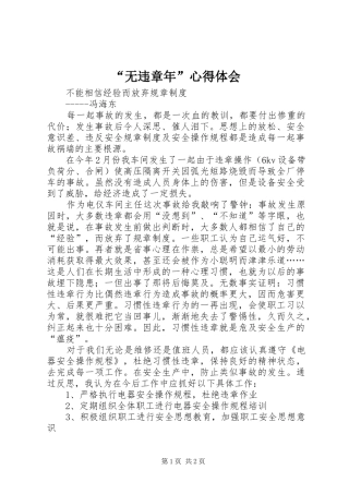 “无违章年”心得体会 