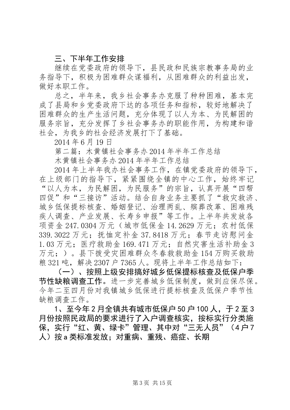 乡社会事务办半年工作总结(精选多篇)_第3页