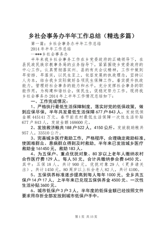 乡社会事务办半年工作总结(精选多篇)