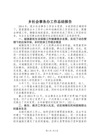 乡社会事务办工作总结报告