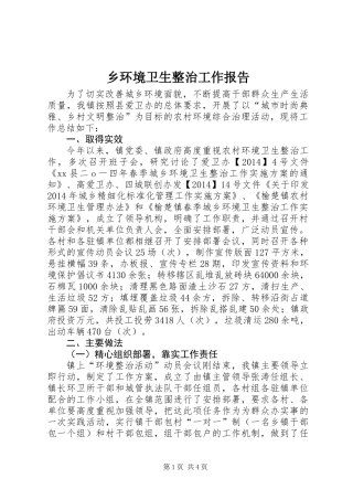 乡环境卫生整治工作报告