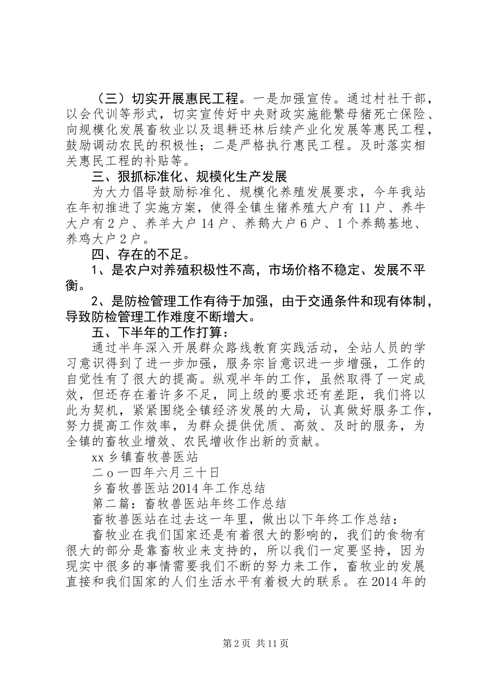 乡畜牧兽医站XX年工作总结_第2页